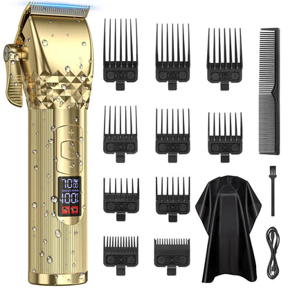 Professional Hair Clippers for Men, Cordless Rechargeable Beard Hair Trimmer, LED Display Barber Haircut, 