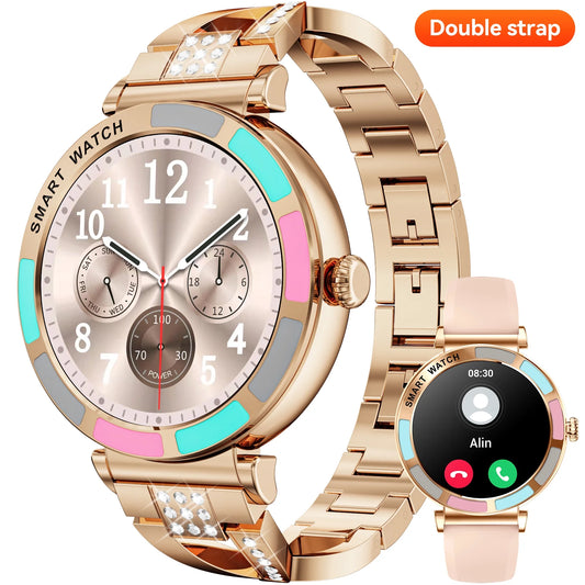 1.27-Inch Stylish Women'S Smartwatch with Sports Fitness Tracker with Calls/Steps/Calorie  Android and Iphone IP67 Waterproof Fitness Watch (Gold)/ Reloj inteligente con rastreador de actividad deportiva